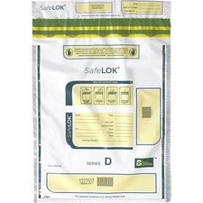 ControlTek SafeLOK Tamper-Evident Deposit Bags 16" Length x 12" Width - Seal Closure - White - Cash, Deposit, Note, Bill - 100 / Pack