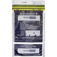 ControlTek SafeLOK VT Tamper-Evident Deposit Bags 15" Length x 10" Width - Seal Closure - Clear - Bill, Deposit, Cash, Deposit Slip, Check - 100 / Pack