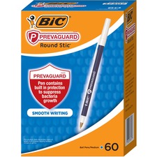 BIC PrevaGuard Round Stic Ballpoint Pen 1 mm Medium Pen Point - Blue Ink - Blue Plastic Barrel - 60 / Box