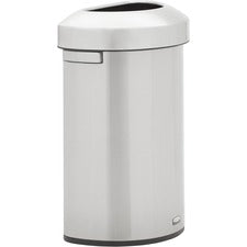 Rubbermaid Commercial Refine Half-Round Waste Container 16 gal Capacity - Half-round - Ergonomic Handle, Non-skid, Fingerprint Resistant, Durable - 29.5" Height x 12.4" Width x 18.2" Depth - Metal - Stainless Steel - 1 Each