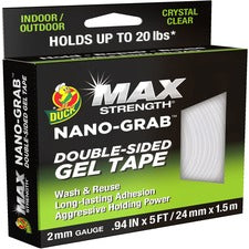 Duck Max Strength Double-Sided Gel Tape 5 ft Length x 0.94" Width - Clear - Gel - 1 Each