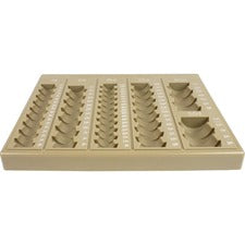 ControlTek 6-Denomination Self Counting Loose Coin Tray 6 Coin Compartment(s) - Tan - Plastic - 1 Each