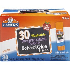 Elmer's Disappearing Purple School Glue Sticks 0.24 fl oz - Purple - 30 / Box
