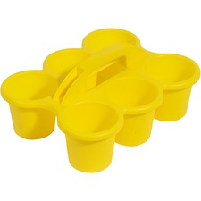 Deflecto Antimicrobial Kids 6 Cup Caddy 6 Compartment(s) - 5.29" Height x 12.07" Width x 9.55" Depth - Lightweight, Portable, Antimicrobial, Easy to Clean, Handle, Stackable, Mildew Resistant - Yellow - Plastic, Polypropylene - 1 Each