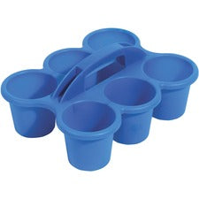 Deflecto Antimicrobial Kids 6 Cup Caddy 6 Compartment(s) - 5.29" Height x 12.07" Width x 9.55" Depth - Lightweight, Portable, Antimicrobial, Easy to Clean, Handle, Stackable, Mildew Resistant - Blue - Plastic, Polypropylene - 1 Each