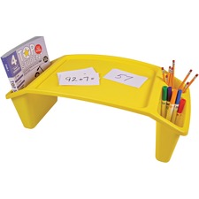 Deflecto Antimicrobial Kids Lap Tray Supplies, Paper, Book, Pencil, Crayon, Mobile Device, Decoration/Activity - 8.53" Height x 23.35" Width x 12" Depth - Yellow - Polypropylene, Plastic - 1 Each