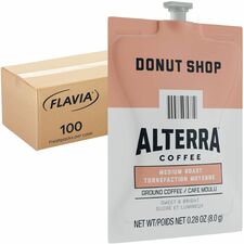 Alterra Freshpack Donut Shop Coffee Compatible with Flavia Aroma, Flavia Barista, FLAVIA Creation 600, Flavia Creation 500, Flavia Creation 200, Flavia Creation 150, Flavia Creation 300 - Medium - Freshpack - Donut Shop Blend - 100 / Carton