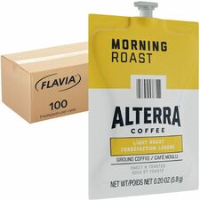 Alterra Freshpack Morning Roast Coffee Compatible with Flavia Aroma, Flavia Barista, FLAVIA Creation 600, Flavia Creation 500, Flavia Creation 200, Flavia Creation 150, Flavia Creation 300 - Light/Smooth - Freshpack - 100 / Carton