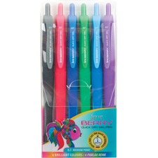 So-Mine Serve Berry Quick Dry Retract Gel Ink Pen 0.7 mm Medium Pen Point - Retractable - Black, Blue, Red, Dark Blue, Purple, Green Ink - Gel-based - Black, Blue, Red, Dark Blue, Purple, Green Barrel - 6 / Pack