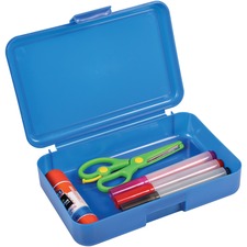 Deflecto Antimicrobial Pencil Box Blue External Dimensions: 5.4" Width x 8" Depth x 2" Height - Snap Closure - Plastic - Blue - For Pencil, Marker, Supplies - 1 Each