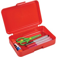 Deflecto Antimicrobial Pencil Box Red External Dimensions: 5.4" Width x 8" Depth x 2" Height - Snap Closure - Plastic - Red - For Pencil, Marker, Supplies - 1 Each