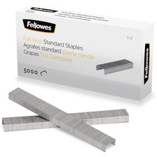 Fellowes ¼" Full Strip of Staples 5000pk 1/4" - for Paper - Silver - 1 Each