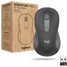 Logitech Signature M650L Mouse Wireless - Bluetooth/Radio Frequency - Graphite - USB - 4000 dpi - Scroll Wheel - 5 Button(s) - Large Hand/Palm Size - Right-handed - 1 Each