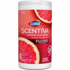 Clorox Scentiva Wipes, Bleach Free Cleaning Wipes Ready-To-Use - Grapefruit, Orange Blossom Scent - Bleach-free, Disinfectant, Deodorize - White - 75/Tub - 1 Each