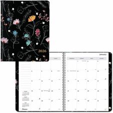 Rediform Essential Weekly/Monthly Planner Weekly, Monthly - 14 Month - December 2025 to January 2027 - 1 Week, 1 Month Double Page Layout - Twin Wire - Dramatic Floral - Dated Planning Page, Moon Phases, Monthly Planner, Daily Block, Tear-off, Monthly Tab