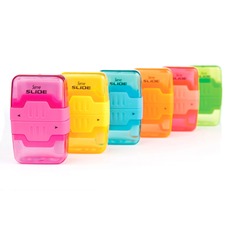 Serve Slide Eraser & Sharpener Plastic - Multicolor - 1 Each
