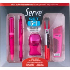 So-Mine Serve 5 in 1 Stationery Set Pink - 5 / Pack