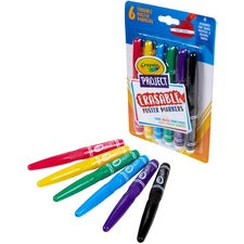 Crayola Project Erasable Poster Markers Chisel Marker Point - Erasable - Red, Yellow, Green, Blue, Purple, Black Ink - 6 / Pack