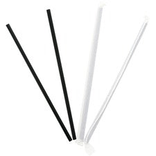 Banyan Black Straws - Wrapped 7.8" Length - Black - 5000 / Carton
