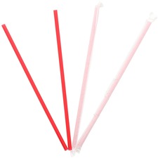 Banyan Giant Red Straws - Wrapped 10.3" Length - Red - 1200 / Carton