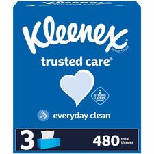 Kleenex trusted care Tissues 2 Ply - 8.40" Width x 8.50" Length - White - 160/Box - 3 / Pack
