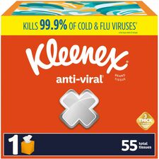 Kleenex Anti-viral Facial Tissue 3 Ply - WhiteBox - 55/Box - 1 Each