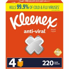 Kleenex Anti-viral Facial Tissue 3 Ply - WhiteBox - 55/Box - 4 / Pack