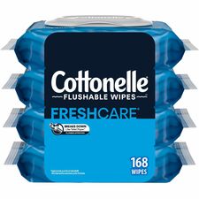 Cottonelle Flushable Wipes 7.25" Length - CleaningRipples Texture - White - FiberPacket - 42/Packet - 4 / Pack