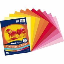 Tru-Ray Construction Paper Construction, Art Project, Craft Project - 9" Width x 12" Length - Orange, Yellow, Electric Orange, Pink, Shocking Pink, Light Yellow, Pumpkin, Gold, Festive Red, Holiday Red - Sulphite - 150 / Pack
