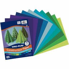 Tru-Ray Construction Paper Construction, Art Project, Craft Project - 9" Width x 12" Length - Festive Green, Turquoise, Brilliant Lime, Violet, Holiday Green, Sky Blue, Royal Blue, Purple, Atomic Blue, Blue - Sulphite - 150 / Pack