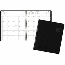 At-A-Glance Contemporary Lite Monthly Planner, Black, Large, 9" x 11" Large - Monthly - 12 Month - January 2026 to December 2026 - 1 Month Double Page Layout - 9" x 11" Sheet Size - White Sheet - Wire Bound - Black - Faux Leather - Bleed Resistant Paper,