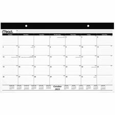 Cambridge Basic 2025-2026 Monthly Desk Pad Calendar, Compact, 17 3/4" x 11" Monthly - 15 Month - October 2025 to December 2026 - 1 Month Single Page Layout - 17 3/4" x 11" Sheet Size - White Sheet - Headband - Desk Pad - Black, White - Paper - Compact, Ru