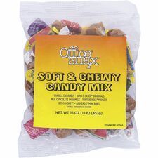 Office Snax Soft & Chewy Mix Assorted Candy Assorted - Individually Wrapped - 16 oz - 1 Each