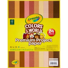 Crayola Colors of the World Construction Paper Student, Construction, Artwork - 24 Piece(s) - 8.50" Width x 11" Length - Multi - Paper - 48 / Pack