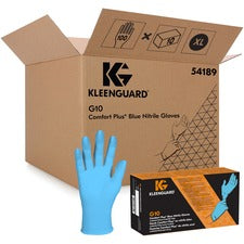 Kleenguard G10 Comfort Plus Gloves 4 mil Thickness x 9.50" Glove Length - X-Large Size - For Right/Left Hand - Nitrile - Blue - High Tactile Sensitivity, Textured Grip - For Food Handling, Food Preparation, Manufacturing, Food Service, Electrical, Electri