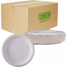 Eco-Products Vanguard 10" Sugarcane Plates Breakroom - Disposable - Microwave Safe - 10" Diameter - White - Sugarcane Fiber Body - 500 / Carton