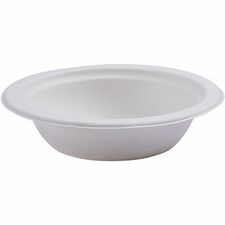Eco-Products Vanguard 12 oz Sugarcane Bowls Breakroom - Disposable - Microwave Safe - White - Sugarcane Fiber Body - 1000 / Carton