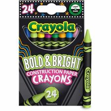 Crayola Bold & Bright Construction Paper Crayons, 24 Count For Child - Assorted - 24 / Pack