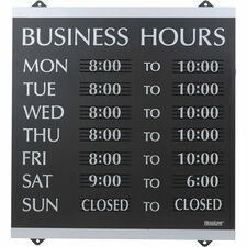 Headline Signs Business Hours Sign Print/Message "Business Hours" - 14" Width x 13" Depth - Heavy Duty, Durable - Plastic - Black, Gray - 1 Each
