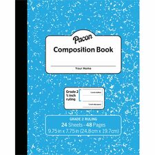 Pacon Composition Book 24 Sheets - 48 Pages - 9.8" Width x 7.5" Depth - Blue Marble Cover - Durable Cover, Soft Cover - 1 Each