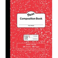 Pacon Composition Book 24 Sheets - 48 Pages - 9.8" Width x 7.5" Depth - Red Marble Cover - Durable Cover, Soft Cover - 1 Each