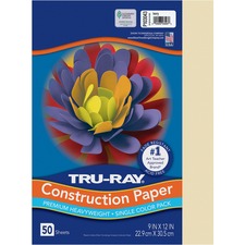 Tru-Ray Construction Paper Art Project, Craft Project - 9" Width x 12" Length - 76 lb Basis Weight - Ivory - Fiber, Sulphite - 50 / Pack