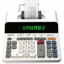 Sharp 12 Digit Thermal Printing Calculator Thermal - 8 lps - LCD - White - 1 Each