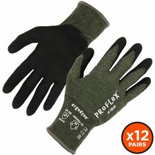 Ergodyne Nitrile-Coated Cut-Resistant Gloves Dirt, Debris, Abrasion Protection - Nitrile Coating - Large Size - Synthetic Fiber - Green - Touchscreen Capable - Machine Washable, Cut Resistant, Abrasion Resistant, Heat Resistant, Soft, Lightweight, Flexibl