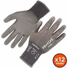 Ergodyne 7044 PU-Coated Cut-Resistant Gloves Abrasion, Dirt, Debris Protection - Polyurethane Coating - Small Size - High Performance Polyethylene (HPPE), Polyester - Gray - Touchscreen Capable - Cut Resistant, Abrasion Resistant, Durable, Flexible, Non-s