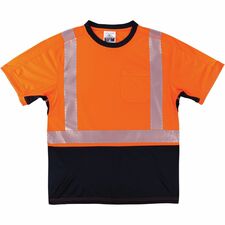 Ergodyne 8283BK Lightweight Hi-Vis T-Shirt 3XL Size - Polyester, Fabric - Black, Orange