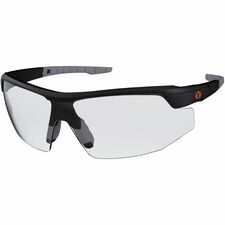 Ergodyne SKOLL Anti-Fog Smoke Lens Safety Glasses Recommended for: Construction, Carpentry, Woodworking, Landscaping, Eye, Outdoor - UVA, UVB, UVC, Sun, Ultraviolet Protection - Rubber - Matte Black - Clear Lens - Matte Black Frame - Anti-fog, Anti-scratc