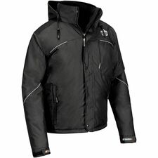 Ergodyne N-Ferno 6467 Winter Work Jackets 3-Xtra Large - 61" Chest - Cold Temperature Protection - Hook & Loop Wrist - Snap/Zipper Closure - 5 Pocket(s) - Polyester - Black - Durable, Breathable, Water Repellent, Insulated, Drawstring Hood, Drawstring Wai