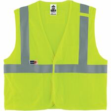 Ergodyne GloWear 8263FRHL Hi-Vis Safety Vests Recommended for: Electrical - Small/Medium - Fire Protection - Hook & Loop Closure - 2 Pocket(s) - Mesh, Modacrylic - Lime - High Visibility, D-ring, Interior Pocket, Machine Washable, Reflective Strap, Flame