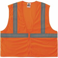 Ergodyne GloWear Type R Class 2 Hi-Vis Mesh Vest Recommended for: Construction, Baggage Handling, Warehouse, Utility Crew, Survey Crew, Railway Worker, Distribution - Small/Medium - Zipper Closure - Polyester Mesh, Mesh Fabric - Orange - Reflective, Breat